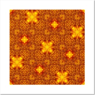 Golden Yellow Sunflower Pattern 7 Posters and Art